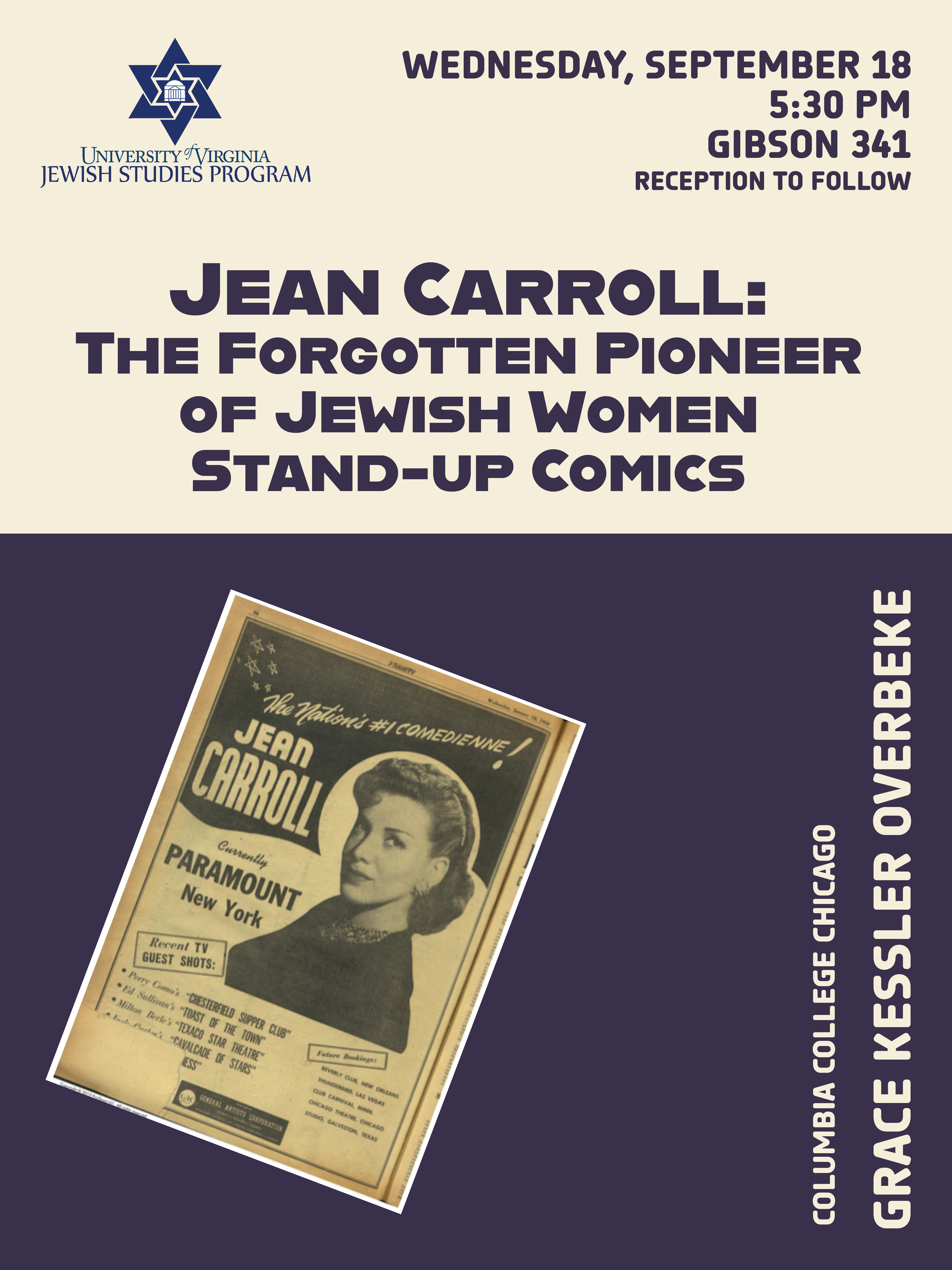 "Jean Carroll: The Forgotten Pioneer of Jewish Women Stand-up Comics"