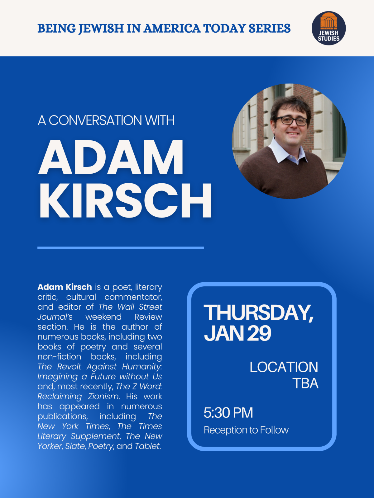 Adam Kirsch Event Poster